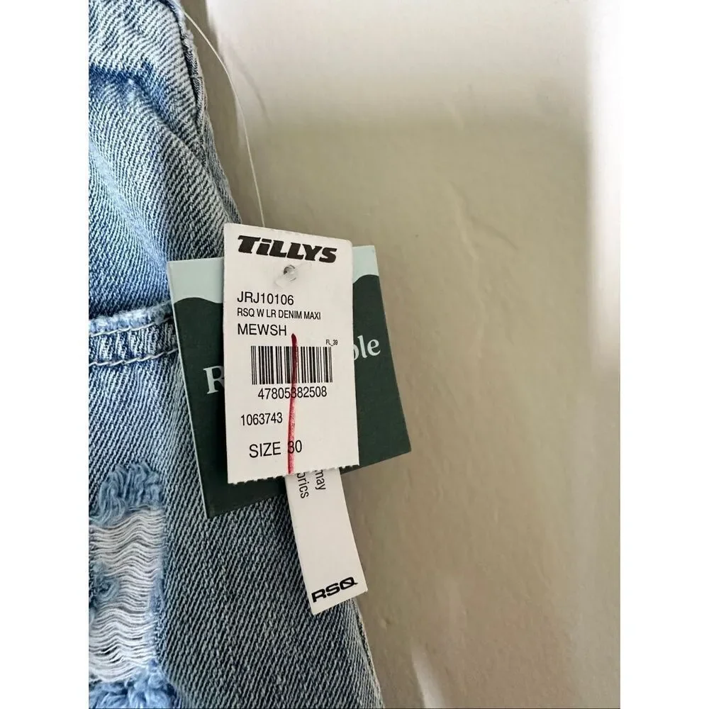 RSQ Medium Wash Denim Maxi Skirt Size 30 New